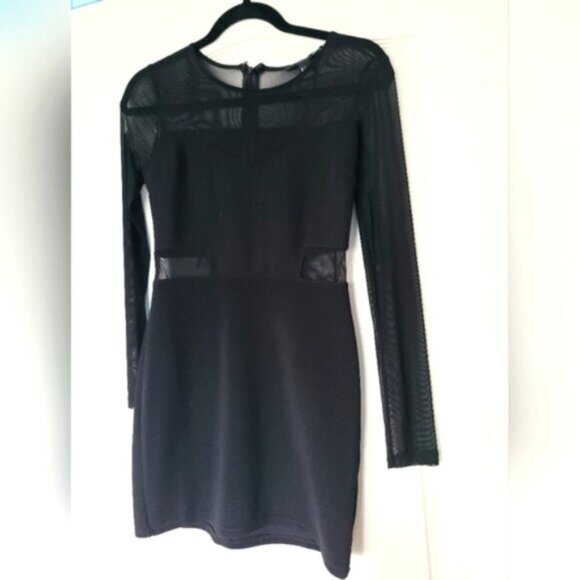 Forever 21 - Baddie Long Sleeved Mesh Cut Out Bodycon Mini Dress Small - Picture 1 of 6